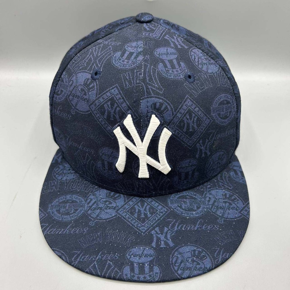 New York Yankees MLB Hat Men 7 1/2 Navy Blue 59Fifty New Era Fitted Cap Rayon